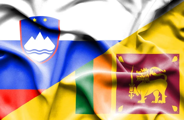 Bandeira ondulada do Sri Lanka e da Eslovénia — Fotografia de Stock