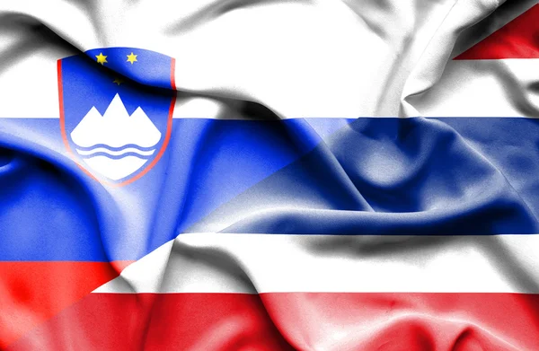 Fahne von Thailand und Slowenien schwenkend — Stockfoto