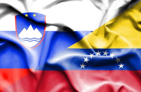 Bandeira acenando de Venezuela e Eslovênia — Fotografia de Stock