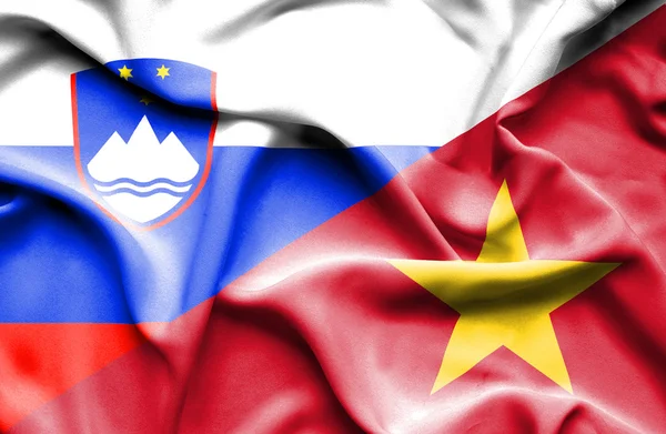 Waving flag of Vietnam and Slovenia — Stock Photo, Image