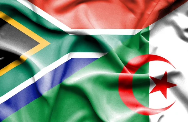 Bandera ondeante de Argelia y Sudáfrica — Foto de Stock