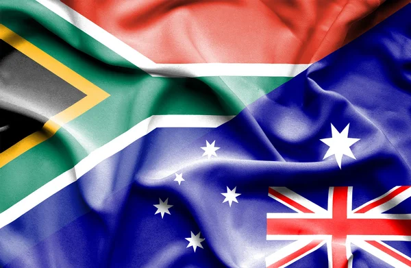 Viftande flagga Australien och Sydafrika — Stockfoto