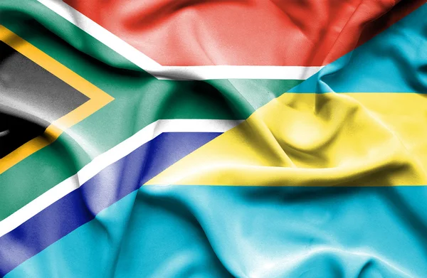 Waving flag of Bahamas and South Africa — Stock Photo, Image