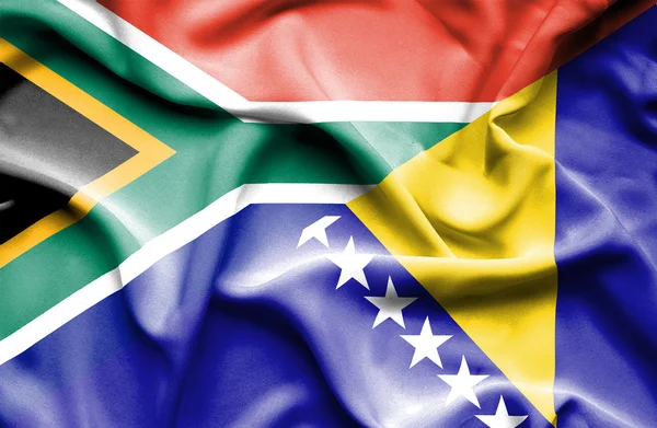 Bosnien och Hercegovina och Sydafrika viftande flagga — Stockfoto