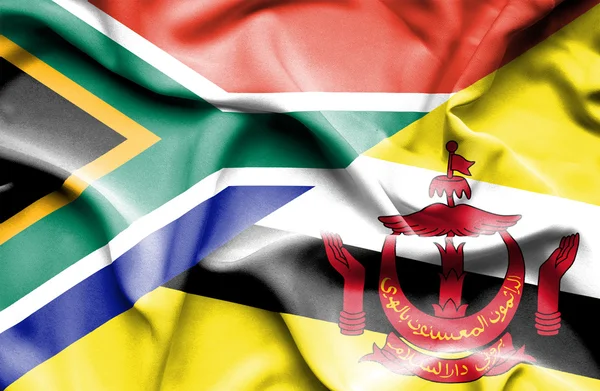 Viftande flagga brunei och Sydafrika — Stockfoto