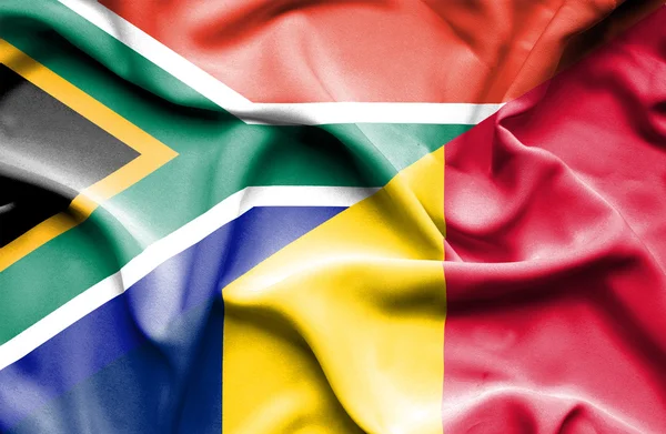 Waving flag of Chad and South Africa — Stock Photo, Image