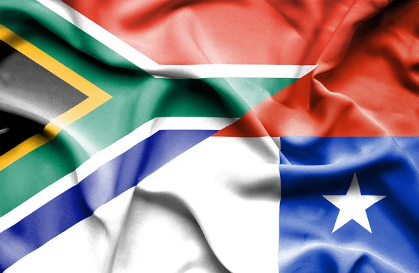 Viftande flagga chile och Sydafrika — Stockfoto