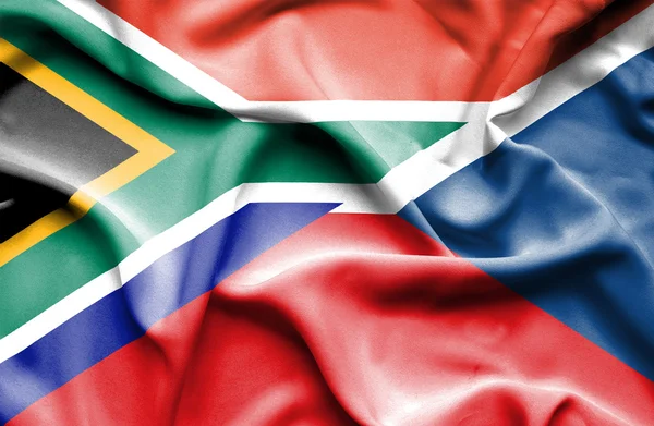 Bandeira acenando de República Checa e África do Sul — Fotografia de Stock