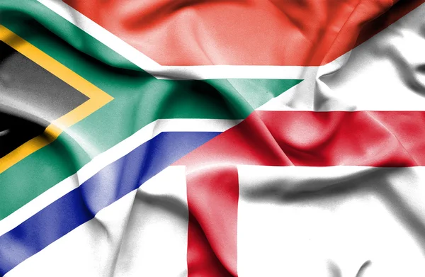 Viftande flagga england och Sydafrika — Stockfoto