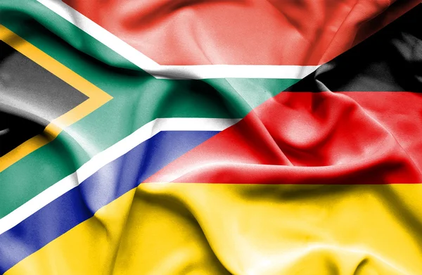 Waving flag of Germany and South Africa — Stock Photo, Image