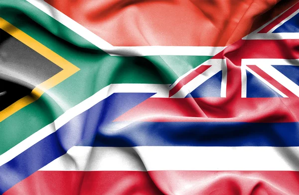 Viftande flagga hawaii och Sydafrika — Stockfoto