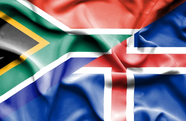 Viftande flagga Island och Sydafrika — Stockfoto