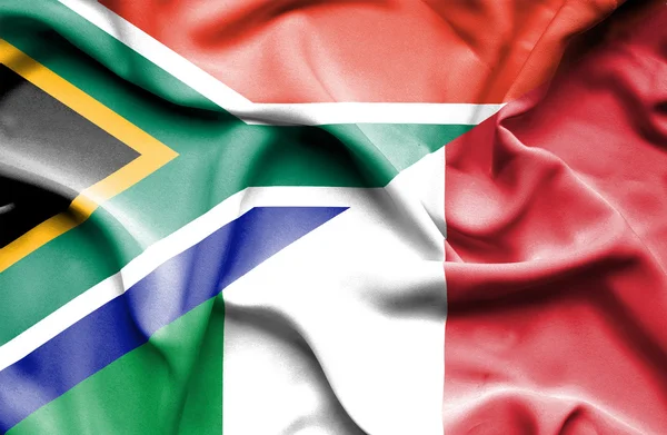 Italien och Sydafrika viftande flagga — Stockfoto