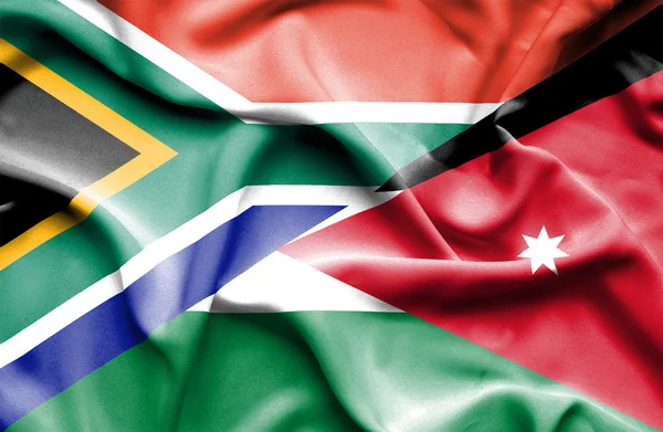 Viftande flagga jordan och Sydafrika — Stockfoto