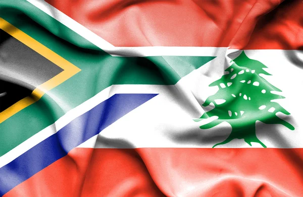 Libanon och Sydafrika viftande flagga — Stockfoto