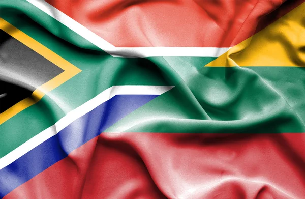 Waving flag of Lithuania and South Africa — Stock Photo, Image