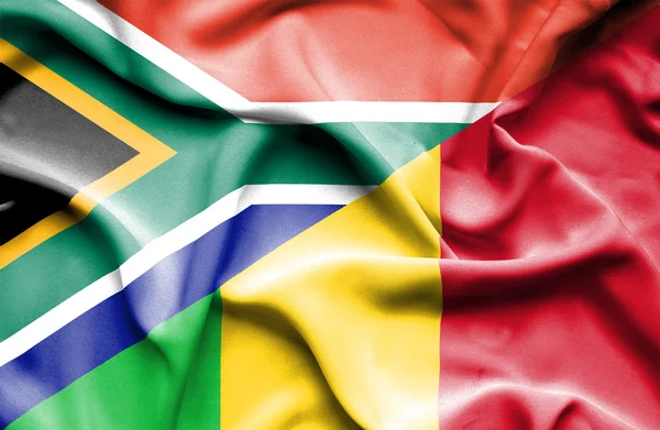 Waving flag of Mali and South Africa — Stock Photo, Image