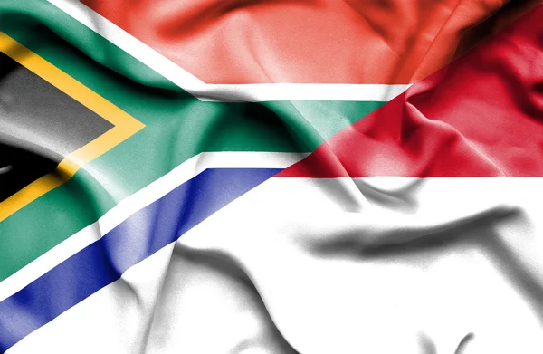 Viftande flagga monaco och Sydafrika — Stockfoto