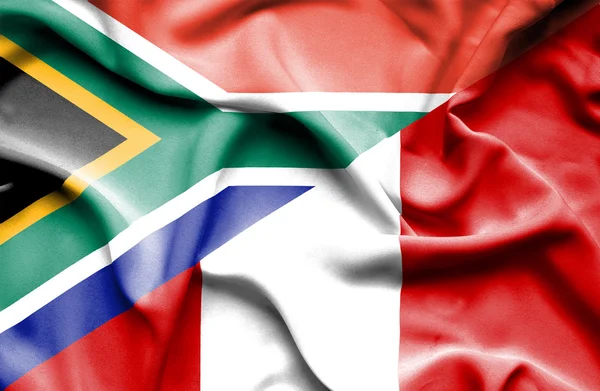 Viftande flagga peru och Sydafrika — Stockfoto