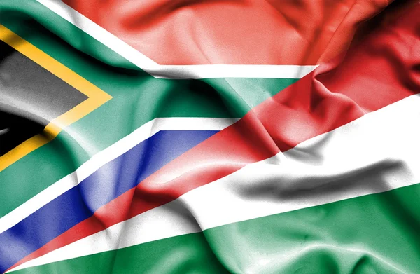 Розмахуючи Прапор Сейшельських островів і Південно-Африканська Республіка — стокове фото