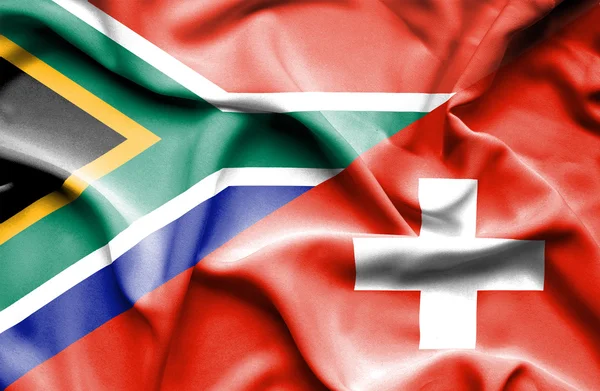 Schweiz och Sydafrika viftande flagga — Stockfoto