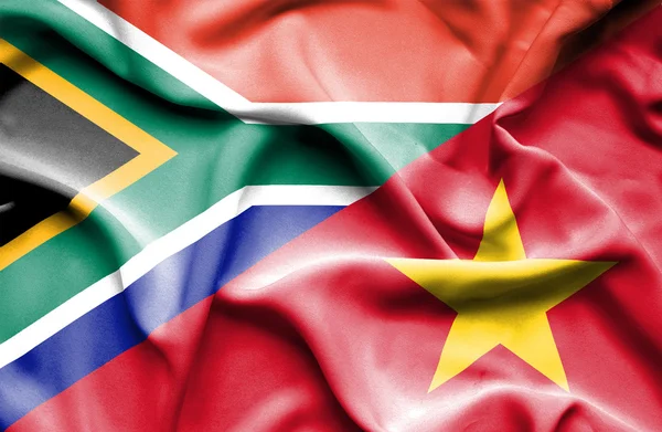 Waving flag of Vietnam and South Africa — Stock Photo, Image