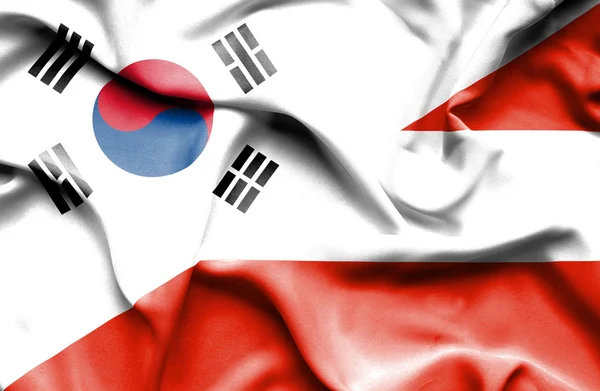 Waving flag of Austria and South Korea — Stock Photo, Image