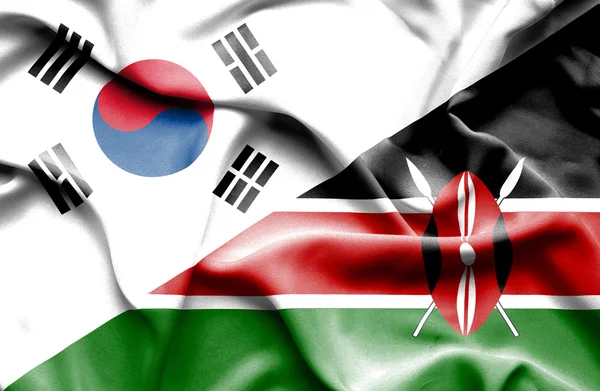 Kenya och Sydkorea viftande flagga — Stockfoto