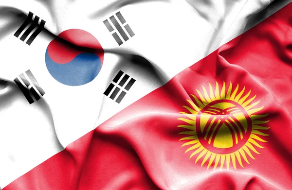 Drapeau du Kirghizistan et de la Corée du Sud — Photo