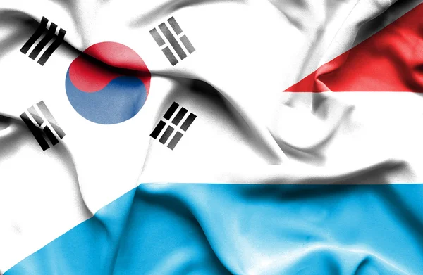 Bandera ondeante de Luxemburgo y Corea del Sur —  Fotos de Stock