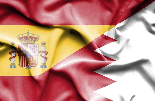 Bahrajn mává vlajka Španělsko — Stock fotografie