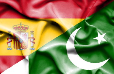 pakistan ve İspanya bayrağı sallayarak