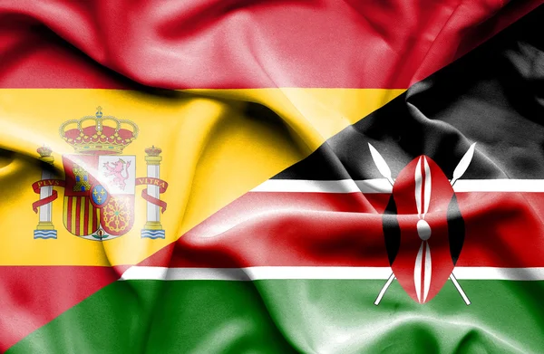 ケニア、スペインの旗を振っています。 — ストック写真