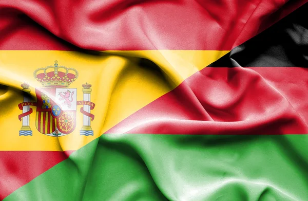 Machać flaga malawi i Hiszpania — Zdjęcie stockowe