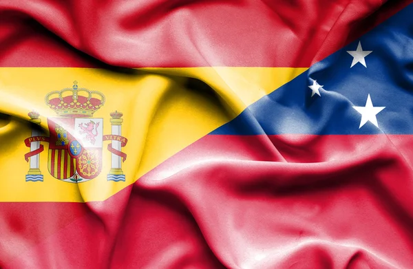 Waving flag of Samoa and Spain — Stock Photo, Image