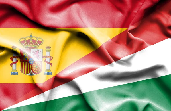 Machać flaga Seszeli i Hiszpania — Zdjęcie stockowe