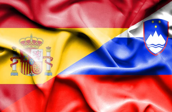 Mávání vlajkou a Španělsko — Stock fotografie