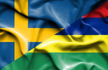 mauritius ve İsveç bayrağı sallayarak