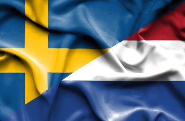 Hollanda ve İsveç bayrağı sallayarak