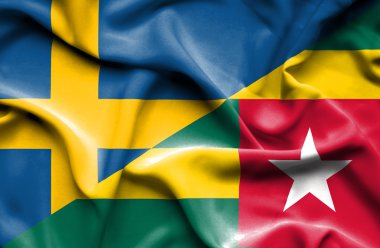 togo ve İsveç bayrağı sallayarak
