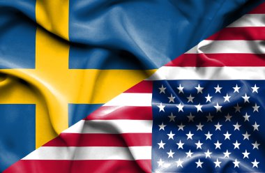 Amerika Birleşik Devletleri ve İsveç bayrağı sallayarak 