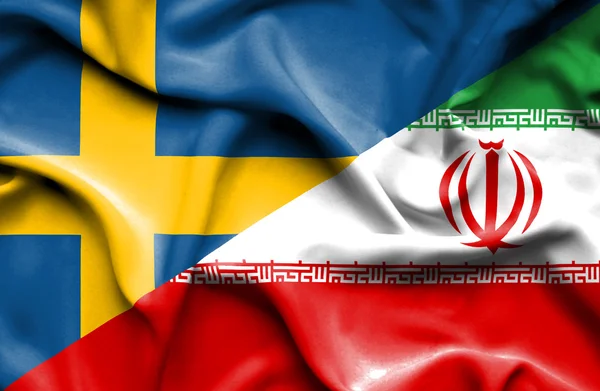 Ondeando la bandera de Irán y Suecia — Foto de Stock