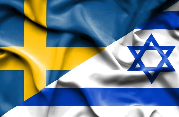 Wapperende vlag van Israël en Zweden — Stockfoto