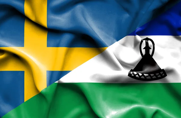 Drapeau du Lesotho et de la Suède — Photo