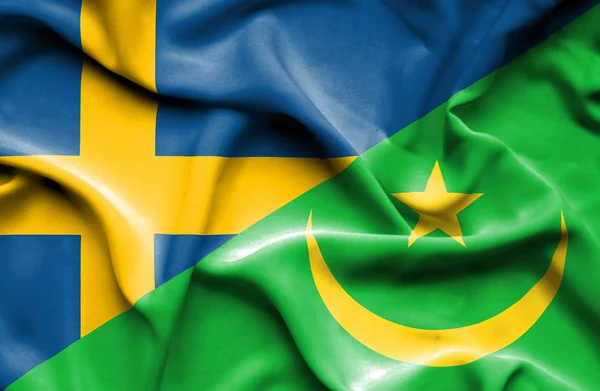 Bandiera sventolante di Mauritania e Svezia — Foto Stock