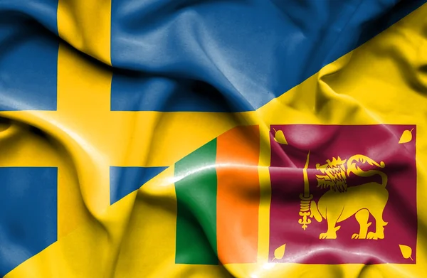 Bandiera sventolante di Sri Lanka e Svezia — Foto Stock