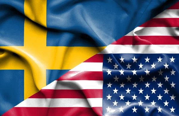 Флаг Соединенных Штатов Америки и Швеции — стоковое фото