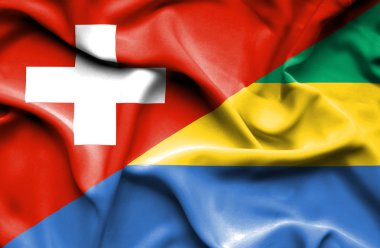 gabon ve İsviçre bayrağı sallayarak