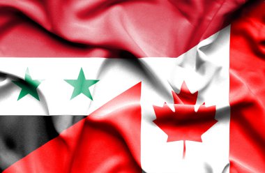 Kanada ve Suriye bayrağı sallayarak