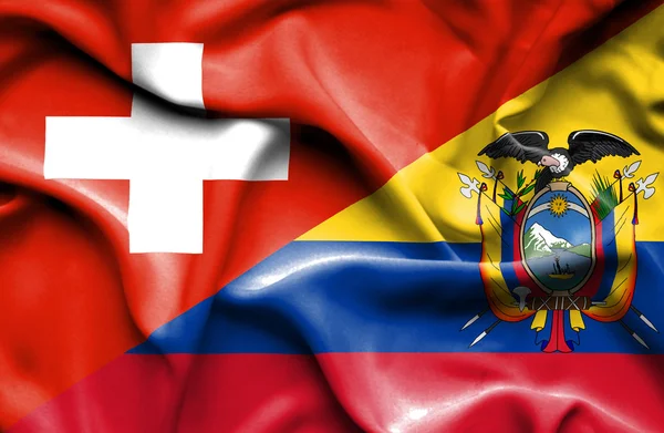Bandera ondeante de Ecuador y Suiza —  Fotos de Stock